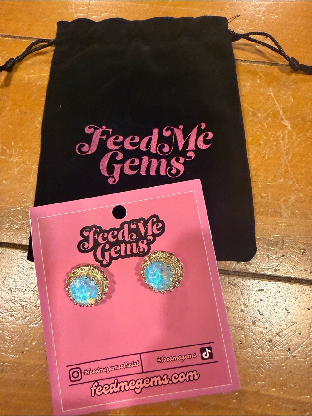 Feed Me Gems  blue  Opal Stud Earrings